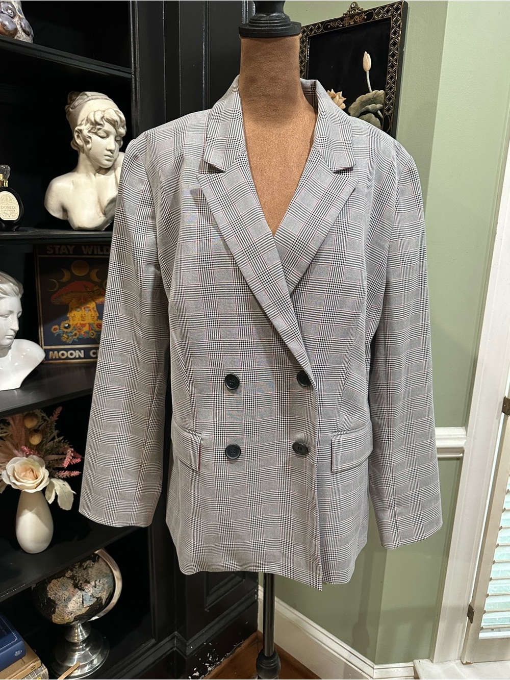 The Limited Glen Plaid Double‑Breasted Blazer – NWT – Size 14